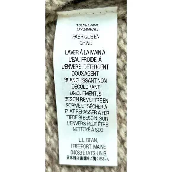 L.L Bean Men's M Heavyweight 100% Lambs Wool Sweater Jacket Beige Oatmeal - Picture 8 of 11